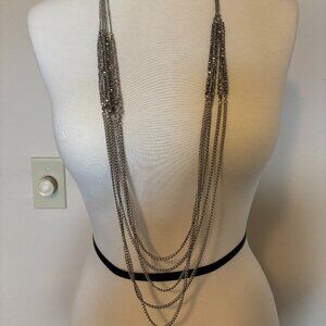 Vera Wang Silver Crystal Multi Strand Chain Necklace